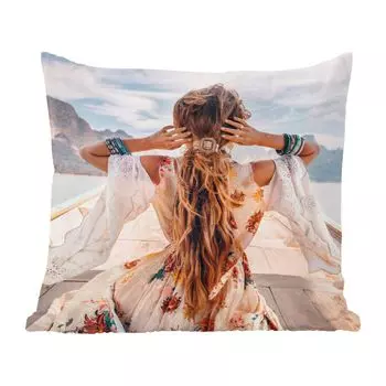 Декоративная подушка MuchoWow диванная подушка для гостиной декоративная подушка 60 x 60 см женщина - лодка - платье - чехол на подушку - хлопчатобумажная ткань - декоративные наволочки