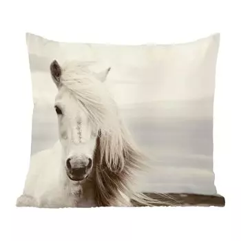 Декоративная подушка MuchoWow диванная подушка для гостиной декоративная подушка 60 x 60 см лошадь - пляж - грива - чехол на подушку - хлопчатобумажная ткань - декоративные чехлы на подушки