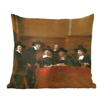Декоративная подушка MuchoWow, диванная подушка для гостиной, декоративная подушка 40 x 40 см. Мастера стали - картина Рембрандта ван Рейна - чехлы на диванные подушки - без наполнителя