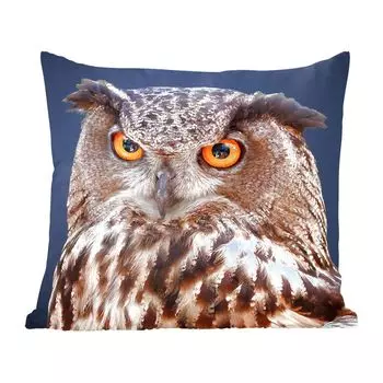 Декоративная подушка MuchoWow диванная подушка гостиная декоративная подушка 40х40 см Крупный план коричневой совы - чехлы на диванные подушки - без наполнителя