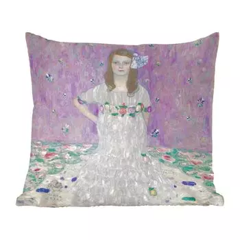 Декоративная подушка MuchoWow, подушка для дивана, декоративная подушка для гостиной, 60 х 60 см, портрет Мады Примавеси - картина Густава Климта - чехол на подушку - хлопчатобумажная ткань - декоративные наволочки