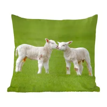 Декоративная подушка MuchoWow, подушка для дивана, декоративная подушка для гостиной, 60 х 60 см, овца, ягненок, ферма, чехол на подушку, хлопчатобумажная ткань, декоративные чехлы на подушки