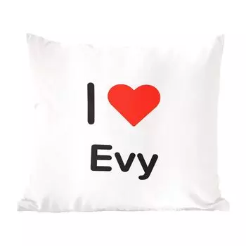 Декоративная подушка MuchoWow, подушка для дивана, декоративная подушка для гостиной, 60 x 60 см, I love - Evy - для девочек - чехол на подушку - хлопчатобумажная ткань - декоративные наволочки