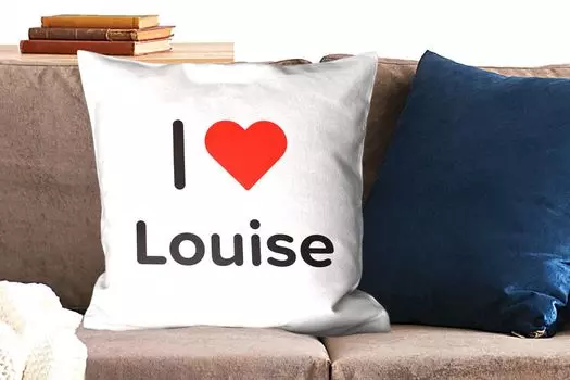 Декоративная подушка MuchoWow, подушка для дивана, декоративная подушка для гостиной, 60 x 60 см, I love - Луиза - девушка - чехол на подушку - хлопковая ткань - декоративные чехлы на подушки