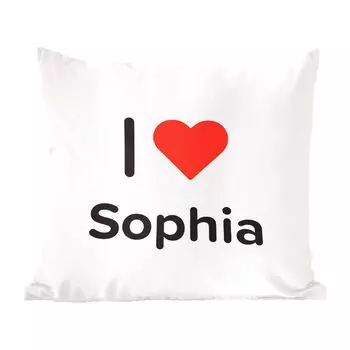 Декоративная подушка MuchoWow, подушка для дивана, декоративная подушка для гостиной, 60 х 60 см, I love - София - девочка - чехол на подушку - хлопчатобумажная ткань - декоративные наволочки