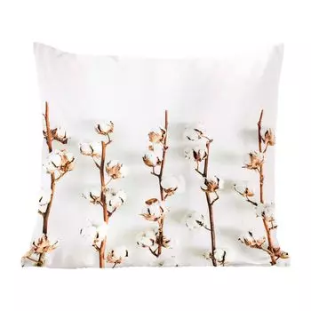 Декоративная подушка MuchoWow, подушка для дивана, декоративная подушка для гостиной, 60 x 60 см, хлопок - белый - ветки - чехол на подушку - хлопчатобумажная ткань - декоративные наволочки