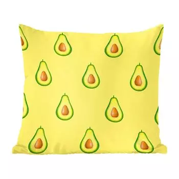Декоративная подушка MuchoWow, подушка для дивана, декоративная подушка для гостиной, 60 x 60 см, авокадо - рисунок - фрукты - чехол на подушку - хлопчатобумажная ткань - декоративные наволочки