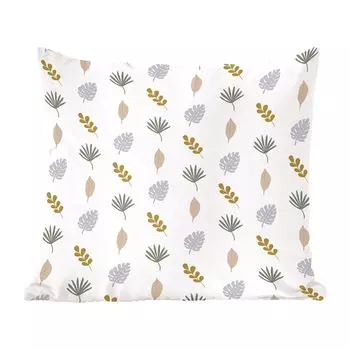 Декоративная подушка MuchoWow, подушка для дивана, декоративная подушка для гостиной, 60 x 60 см, натуральный - узор - листья - чехол на подушку - хлопчатобумажная ткань - декоративные наволочки