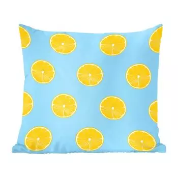 Декоративная подушка MuchoWow, подушка для дивана, декоративная подушка для гостиной, 50 х 50 см, лимон - узор - фрукты - чехлы на подушки - украшение - спальня