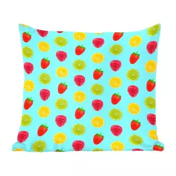Декоративная подушка MuchoWow, подушка для дивана, декоративная подушка для гостиной, 60 x 60 см, фруктовый узор - цвет - чехол на подушку - хлопчатобумажная ткань - декоративные наволочки