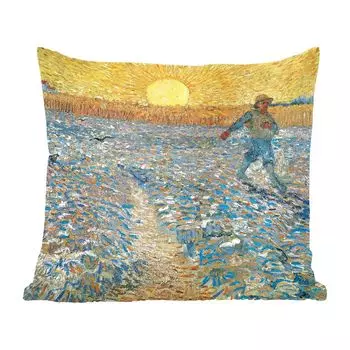Декоративная подушка MuchoWow, подушка для дивана, декоративная подушка для гостиной, 60 x 60 см, Сеятель - Винсент Ван Гог - чехол на подушку - хлопчатобумажная ткань - декоративные чехлы на подушки