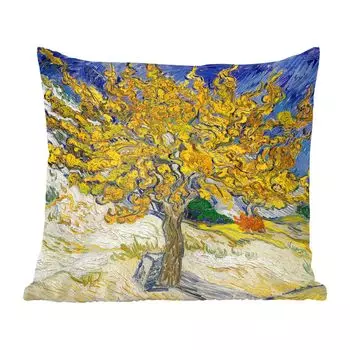 Декоративная подушка MuchoWow, подушка для дивана, декоративная подушка для гостиной, 60 х 60 см, тутовое дерево - Винсент Ван Гог - чехол на подушку - хлопчатобумажная ткань - декоративные чехлы на подушки
