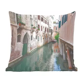 Декоративная подушка MuchoWow, подушка для дивана, декоративная подушка для гостиной, 60 х 60 см, здание в Венеции - чехол на подушку - хлопчатобумажная ткань - декоративные наволочки