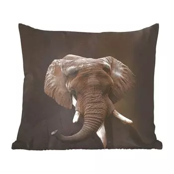 Декоративная подушка MuchoWow, подушка для дивана, декоративная подушка для гостиной, 60 x 60 см, портрет - слон - искусство - чехол на подушку - хлопчатобумажная ткань - декоративные чехлы на подушки