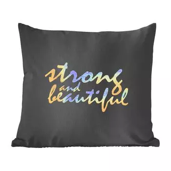 Декоративная подушка MuchoWow, подушка для дивана, декоративная подушка для гостиной, 60 x 60 см, цитаты - мотивация - черный - золото - чехол на подушку - хлопчатобумажная ткань - декоративные чехлы на подушки, мультиколор
