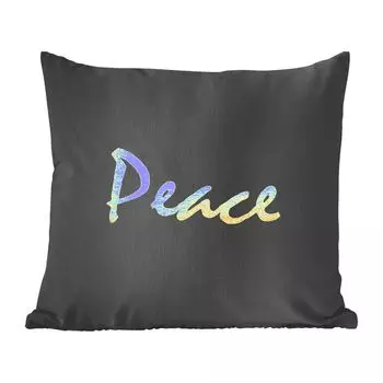 Декоративная подушка MuchoWow, подушка для дивана, декоративная подушка для гостиной, 60 х 60 см, цитата - мир - золото - черный - чехол на подушку - хлопчатобумажная ткань - декоративные наволочки