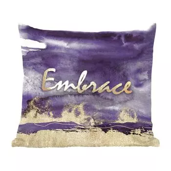 Декоративная подушка MuchoWow, подушка для дивана, декоративная подушка для гостиной, 60 x 60 см, цитата - чучело - фиолетовый - золото - чехол на подушку - хлопчатобумажная ткань - декоративные чехлы на подушки