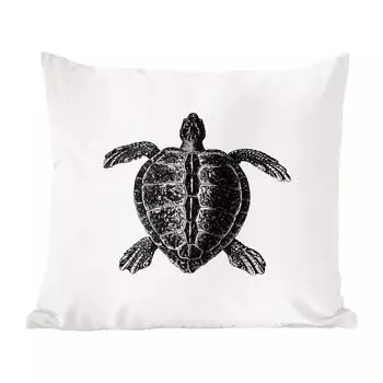 Декоративная подушка MuchoWow, подушка для дивана, декоративная подушка для гостиной, 60 х 60 см, винтаж - черепаха - животные - чехол на подушку - хлопчатобумажная ткань - декоративные чехлы на подушки