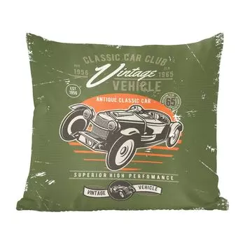 Декоративная подушка MuchoWow, подушка для дивана, декоративная подушка для гостиной, 60 х 60 см, старинный автомобиль, старинный автомобиль, автомобиль, чехол на подушку, хлопчатобумажная ткань, декоративные чехлы на подушки, мультиколор