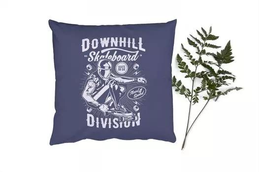 Декоративная подушка MuchoWow, подушка для дивана, декоративная подушка для гостиной, 60 х 60 см, скейтборд, синий, винтаж, чехол на подушку, хлопковая ткань, декоративные чехлы на подушки