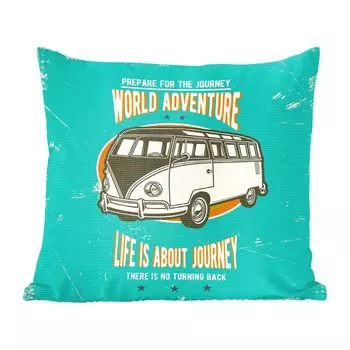 Декоративная подушка MuchoWow, подушка для дивана, декоративная подушка для гостиной, 60 х 60 см, старинный автомобиль, старинный автомобиль, автомобиль, чехол на подушку, хлопчатобумажная ткань, декоративные чехлы на подушки, мультиколор