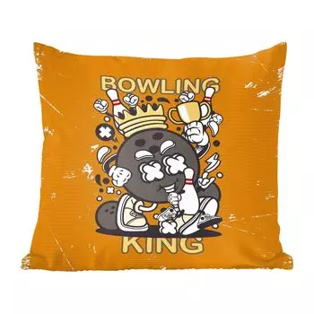 Декоративная подушка MuchoWow, подушка для дивана, декоративная подушка для гостиной, 60 х 60 см, винтаж - боулинг - король - чехол на подушку - хлопчатобумажная ткань - декоративные чехлы на подушки