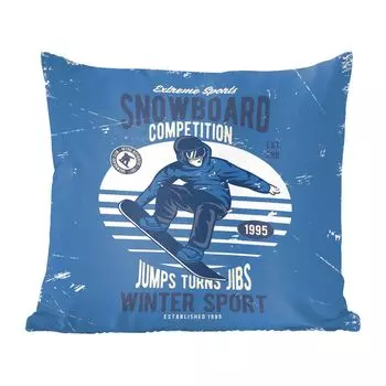 Декоративная подушка MuchoWow, подушка для дивана, декоративная подушка для гостиной, 60 x 60 см, сноуборд - зимние виды спорта - ретро - чехол на подушку - хлопковая ткань - декоративные чехлы на подушки