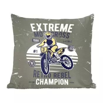 Декоративная подушка MuchoWow, подушка для дивана, декоративная подушка для гостиной, 60 х 60 см, мотоцикл, мужчина, ретро, желтый, чехол на подушку, хлопчатобумажная ткань, декоративные чехлы на подушки