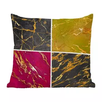 Декоративная подушка MuchoWow, подушка для дивана, декоративная подушка для гостиной, 60 х 60 см, мрамор, золото, шик, чехол на подушку, хлопчатобумажная ткань, декоративные чехлы на подушки