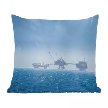 Декоративная подушка MuchoWow, подушка для дивана, декоративная подушка для гостиной, 60 x 60 см, Северное море - Шотландия - туман - чехол на подушку - хлопчатобумажная ткань - декоративные чехлы на подушки