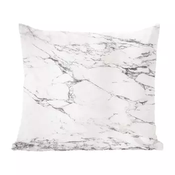 Декоративная подушка MuchoWow, подушка для дивана, декоративная подушка для гостиной, 50 x 50 см, черные узоры сквозь белый мрамор - чехлы на подушки - украшение - спальня