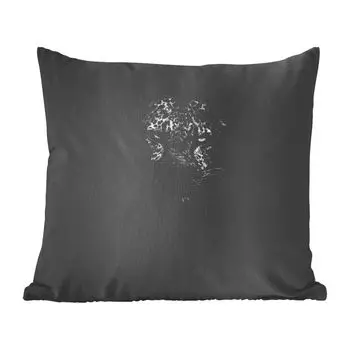 Декоративная подушка MuchoWow, подушка для дивана, декоративная подушка для гостиной, 60 х 60 см, леопардовый, черный, белый, чехол на подушку, хлопчатобумажная ткань, декоративные чехлы на подушки