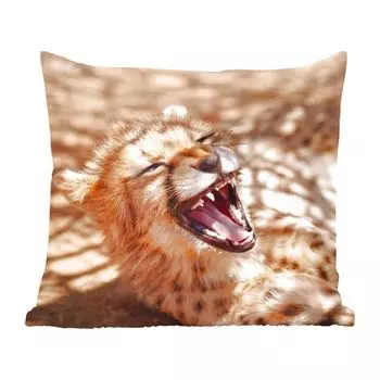 Декоративная подушка MuchoWow, подушка для дивана, декоративная подушка для гостиной, 60 х 60 см, гепард - животное - крупный план - чехол на подушку - хлопчатобумажная ткань - декоративные наволочки