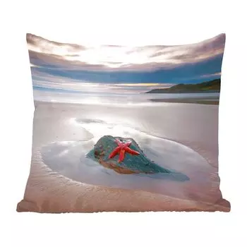 Декоративная подушка MuchoWow, подушка для дивана, декоративная подушка для гостиной, 60 х 60 см, морская звезда, пляж, солнце, чехол на подушку, хлопчатобумажная ткань, декоративные чехлы на подушки
