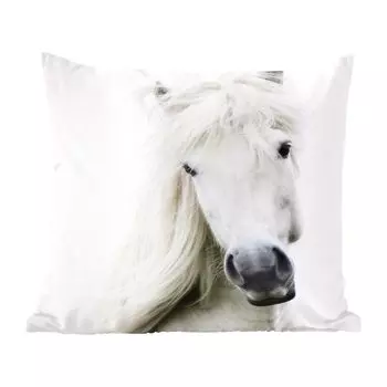 Декоративная подушка MuchoWow, подушка для дивана, декоративная подушка для гостиной, 60 х 60 см, лошади - сельскохозяйственные животные - гривы - чехол для подушки - хлопчатобумажная ткань - декоративные чехлы для подушек