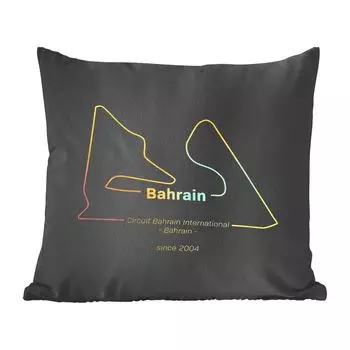 Декоративная подушка MuchoWow, подушка для дивана, декоративная подушка для гостиной, 60 x 60 см, Бахрейн - Формула 1 - гоночная трасса - чехол на подушку - хлопчатобумажная ткань - декоративные чехлы на подушки, мультиколор