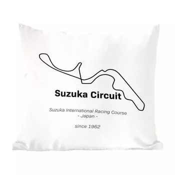 Декоративная подушка MuchoWow, подушка для дивана, декоративная подушка для гостиной, 60 x 60 см, Suzuka - Формула 1 - гоночная трасса - чехол на подушку - хлопчатобумажная ткань - декоративные чехлы на подушки