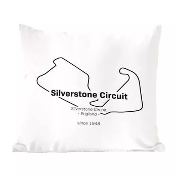 Декоративная подушка MuchoWow, подушка для дивана, декоративная подушка для гостиной, 60 x 60 см, Формула 1 - Сильверстоун - гоночная трасса - чехол на подушку - хлопчатобумажная ткань - декоративные чехлы на подушки