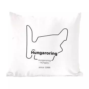 Декоративная подушка MuchoWow, подушка для дивана, декоративная подушка для гостиной, 60 x 60 см, Формула 1 - Венгрия - гоночная трасса - чехол для подушки - хлопковая ткань - декоративные чехлы для подушек