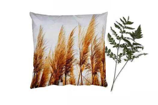 Декоративная подушка MuchoWow, подушка для дивана, декоративная подушка для гостиной, 60 х 60 см, пампасная трава - солнце - трава - чехол на подушку - хлопчатобумажная ткань - декоративные наволочки, мультиколор