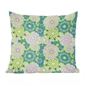 Декоративная подушка MuchoWow, подушка для дивана, декоративная подушка для гостиной, 60 x 60 см, мандала - салатовый - зеленый - узор - чехол на подушку - хлопчатобумажная ткань - декоративные наволочки