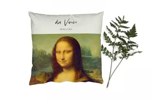 Декоративная подушка MuchoWow, подушка для дивана, декоративная подушка для гостиной, 60 x 60 см, Мона Лиза - Леонардо да Винчи - Старые мастера - чехол на подушку - хлопчатобумажная ткань - декоративные наволочки