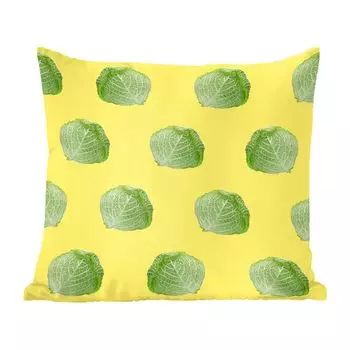 Декоративная подушка MuchoWow, подушка для дивана, декоративная подушка для гостиной, 60 x 60 см, салат - овощи - узор - желтый - чехол на подушку - хлопчатобумажная ткань - декоративные чехлы на подушки