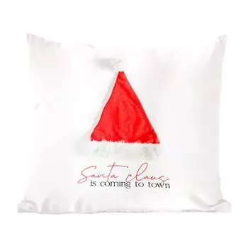 Декоративная подушка MuchoWow, подушка для дивана, декоративная подушка для гостиной, 60 х 60 см, зима - Шапка Санты - цитата - чехол на подушку - хлопчатобумажная ткань - декоративные наволочки