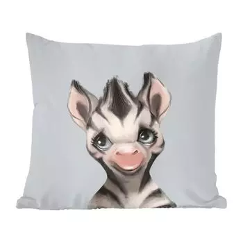 Декоративная подушка MuchoWow, подушка для дивана, декоративная подушка для гостиной, 60 x 60 см, зебра, джунгли, серый, чехол на подушку, хлопчатобумажная ткань, декоративные чехлы на подушки