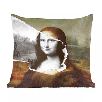Декоративная подушка MuchoWow, подушка для дивана, декоративная подушка для гостиной, 60 х 60 см, Мона Лиза - Да Винчи - Старые мастера - чехол на подушку - хлопчатобумажная ткань - декоративные наволочки