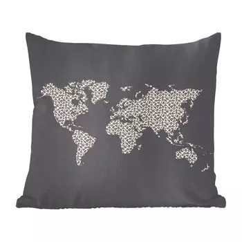 Декоративная подушка MuchoWow, подушка для дивана, декоративная подушка для гостиной, 60 x 60 см, карта - дизайн - принт пантеры - чехол на подушку - хлопчатобумажная ткань - декоративные наволочки