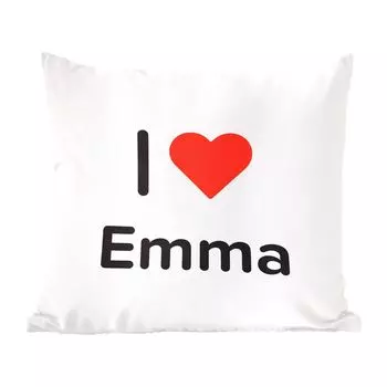 Декоративная подушка MuchoWow, подушка для дивана, декоративная подушка для гостиной, 50 х 50 см, I love - Эмма - девочка - чехлы на подушки - украшение - спальня
