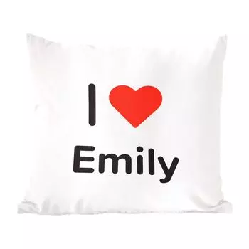 Декоративная подушка MuchoWow, подушка для дивана, декоративная подушка для гостиной, 60 х 60 см, I love - Эмили - девушка - чехол на подушку - хлопчатобумажная ткань - декоративные наволочки