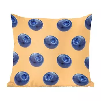 Декоративная подушка MuchoWow, подушка для дивана, декоративная подушка для гостиной, 60 x 60 см, синяя ягода - оранжевый - узор - чехол на подушку - хлопчатобумажная ткань - декоративные наволочки